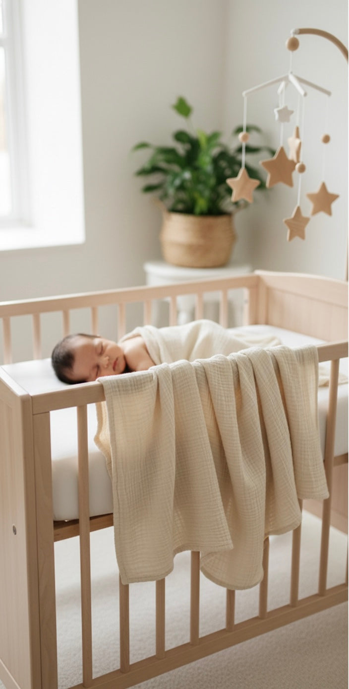 Personalized Organic 2-Layer Checkered Muslin Baby Blanket – Custom Name Embroidery Option – 100% Cotton Multi-Purpose Swaddle