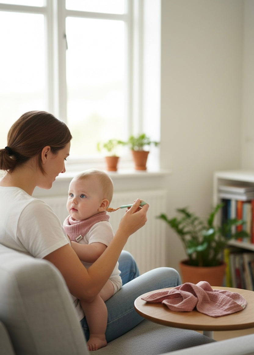 4-Pack Premium Muslin Bandana Bib Set - Ultra Soft & Absorbent Organic Cotton Drool Bibs for Babies & Toddlers (Earth Tone Collection)