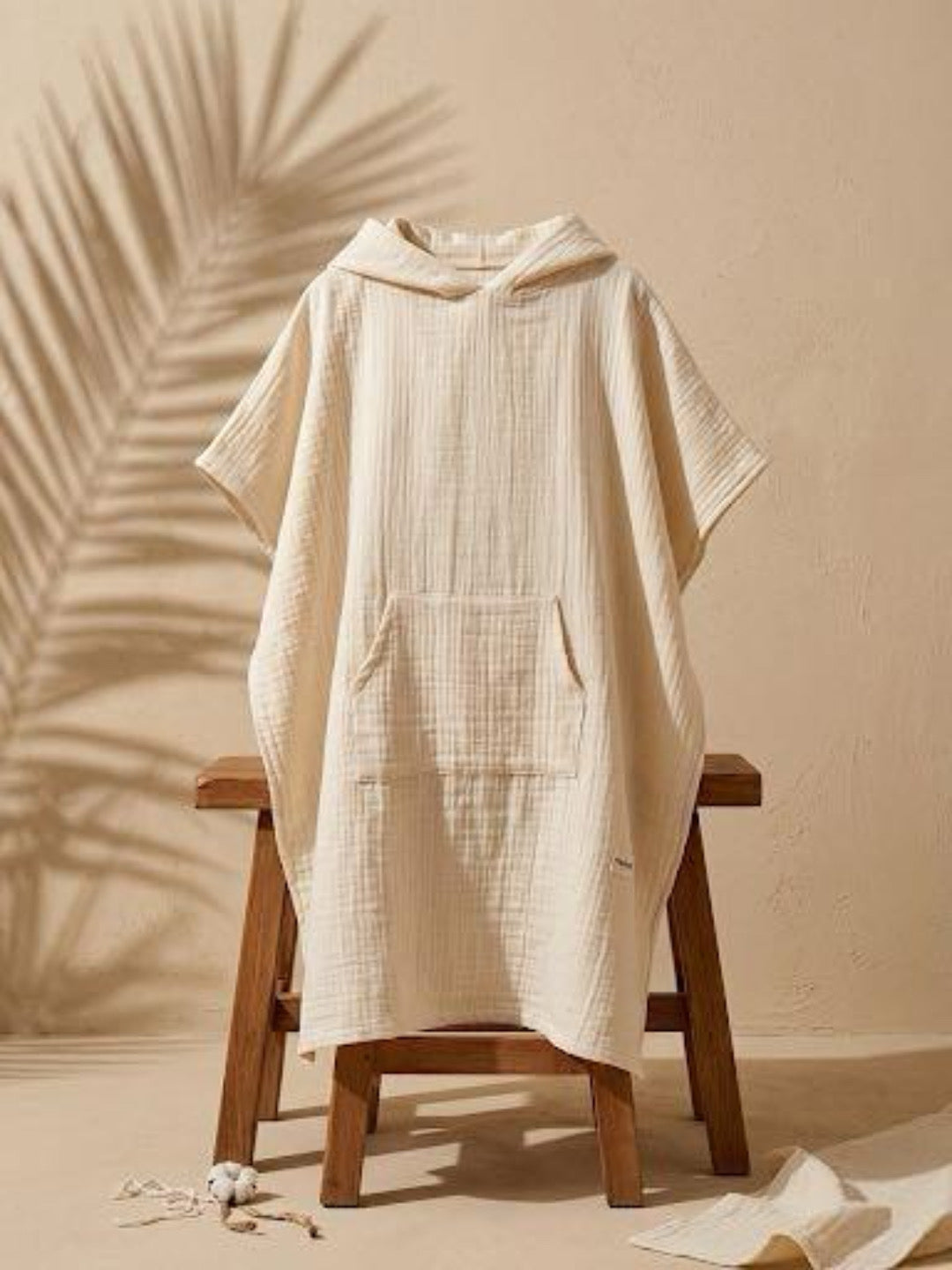 Organic 4-Layer Muslin Surf Poncho - Undyed Cotton Changing Robe