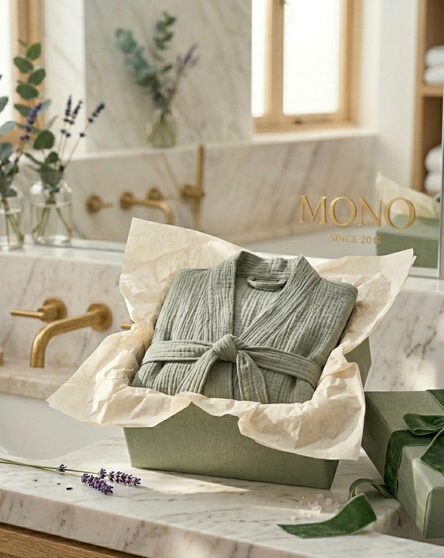 Premium 4-Layer Turkish Muslin Robe – Ultra-Soft, Yarn-Dyed Luxury Lounge & Spa Wrap