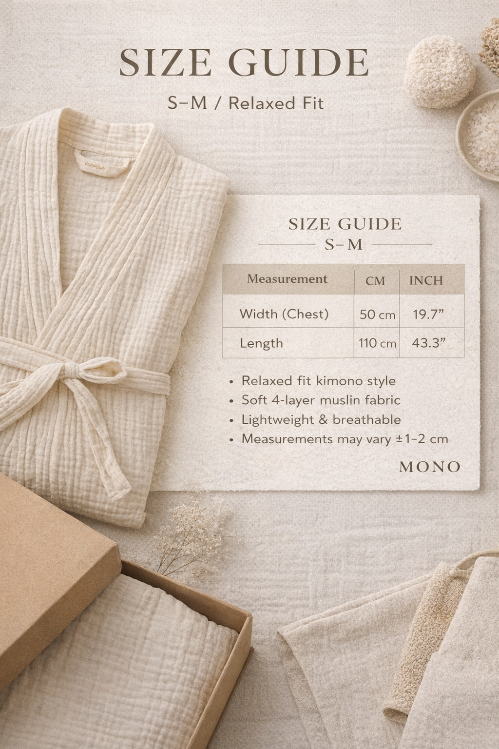 4-Layer Muslin Cotton Kimono Robe - Premium Soft Raw Fabric Bathrobe