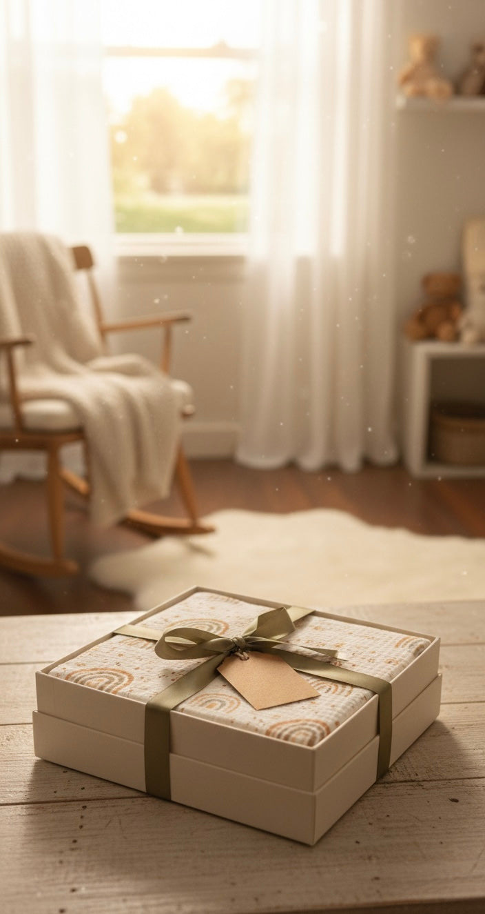 Premium 100% Cotton 4-Layer Muslin Baby Blanket - Rainbow Print Swaddle & Stroller Cover (100x100 cm)