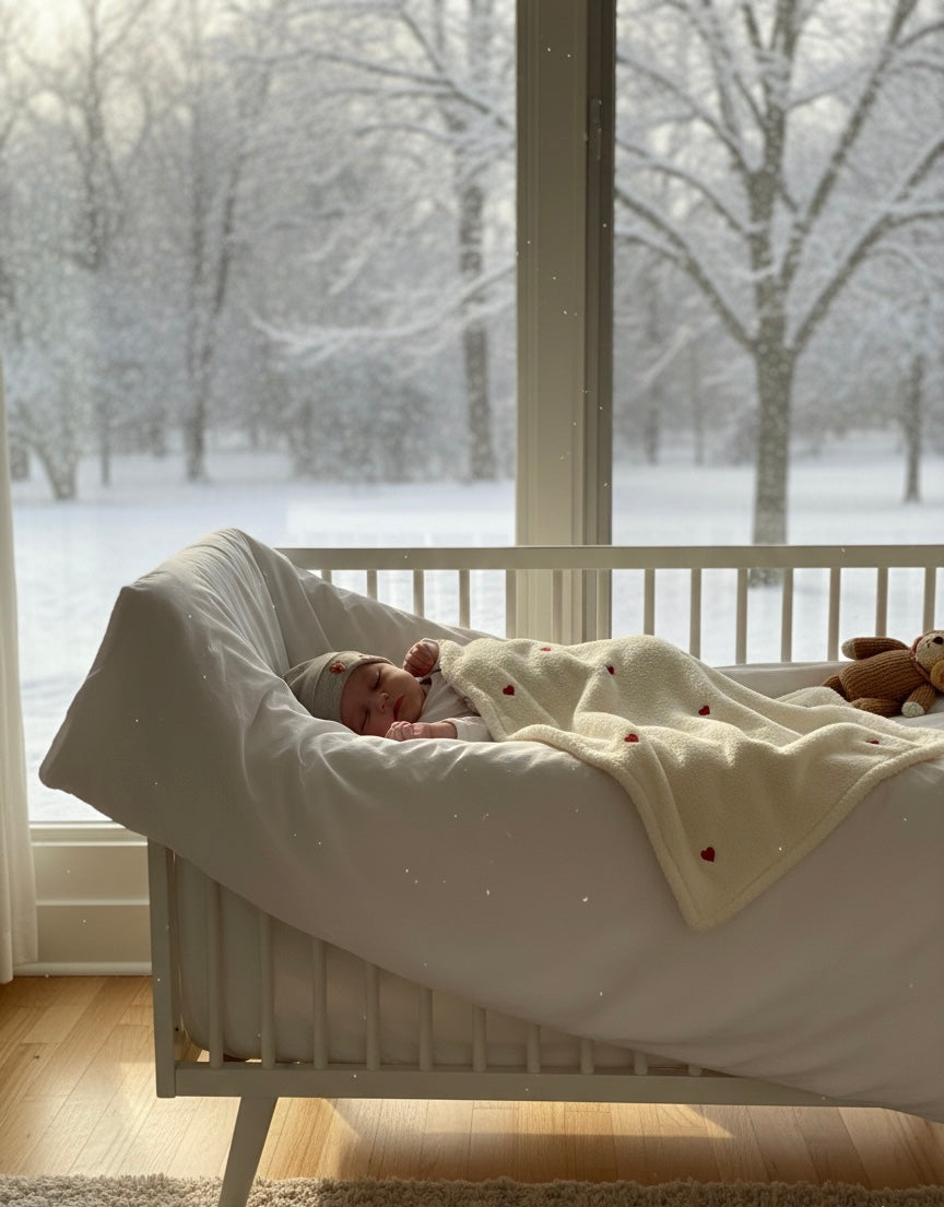 Heart Embroidered Welsoft Baby Blanket - Ultra Soft Plush Stroller Blanket (80x100 cm)