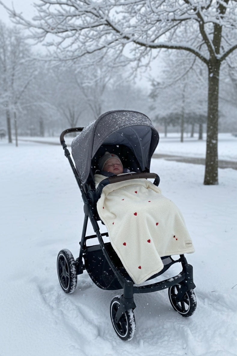 Heart Embroidered Welsoft Baby Blanket - Ultra Soft Plush Stroller Blanket (80x100 cm)