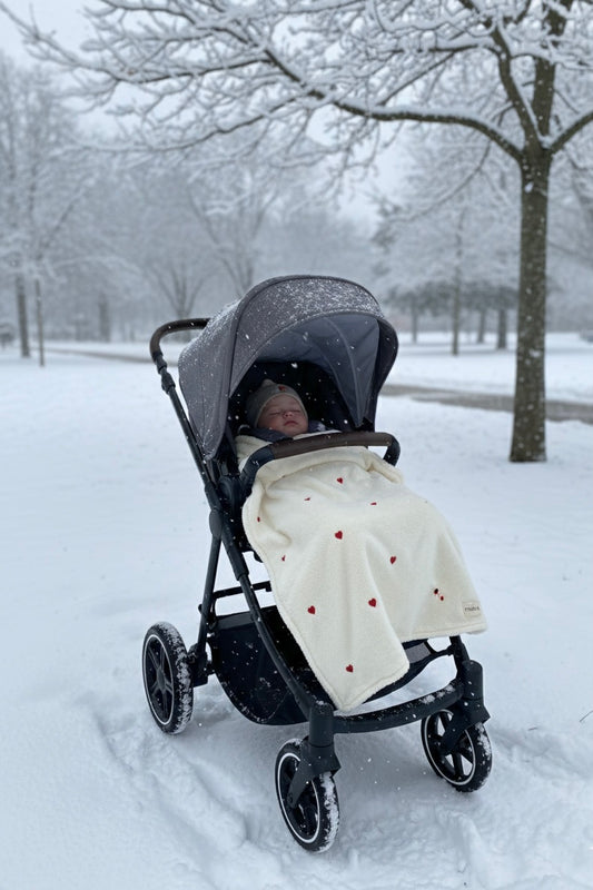 Heart Embroidered Welsoft Baby Blanket - Ultra Soft Plush Stroller Blanket (80x100 cm)